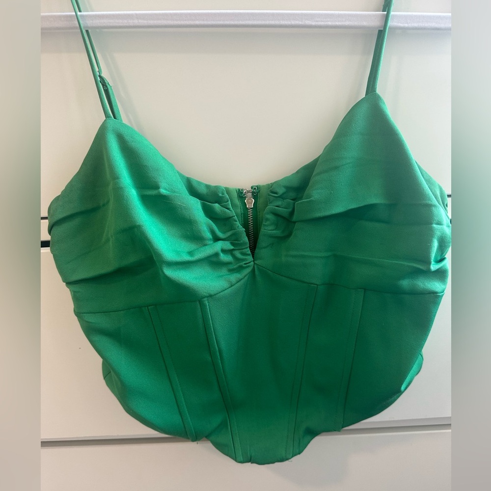 Green Corset Crop Top